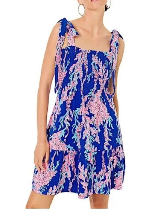 Lilly Pulitzer Dresses & Skirts - NWT Lilly Pulitzer Women’s Kailua Smocked Dress In Borealis Blue Swim On Over